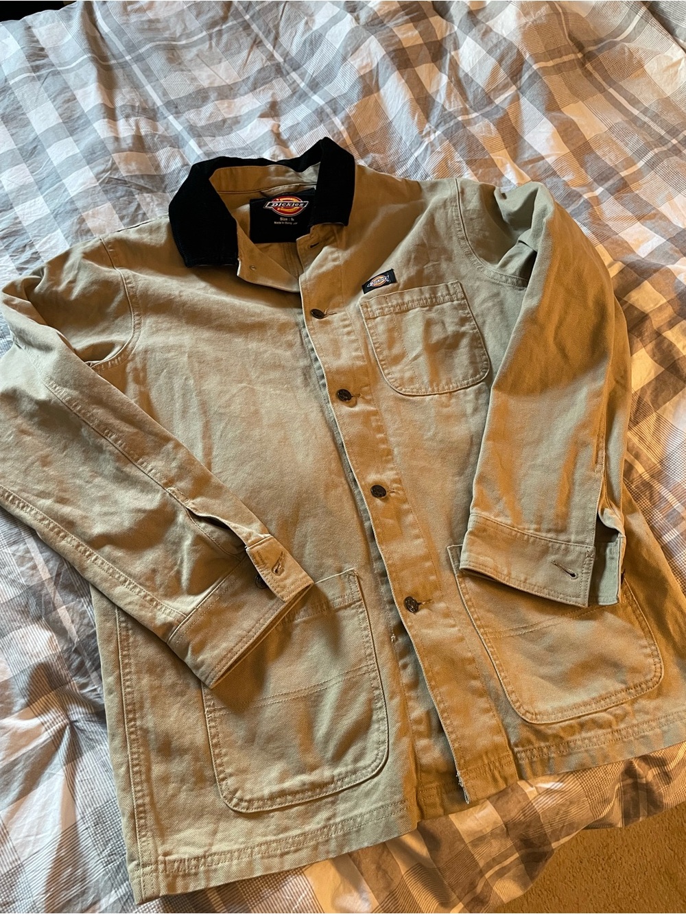 Dickies Tan Work Chore Jacket with Black Collar